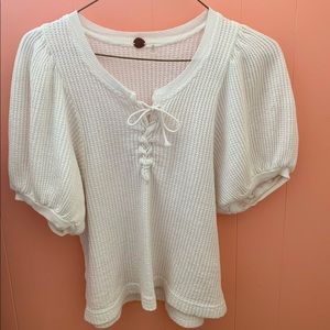 FREE PEOPLE- white vintage puff sleeve top